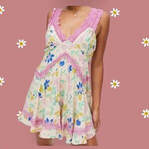 Urban Outfitters Floral Lace Mini Babydoll Dress
